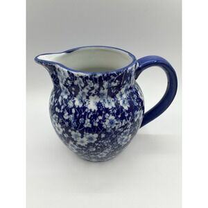 Vintage Victoria ware Flow Blue Ironstone Pitcher 7 inch England Floral